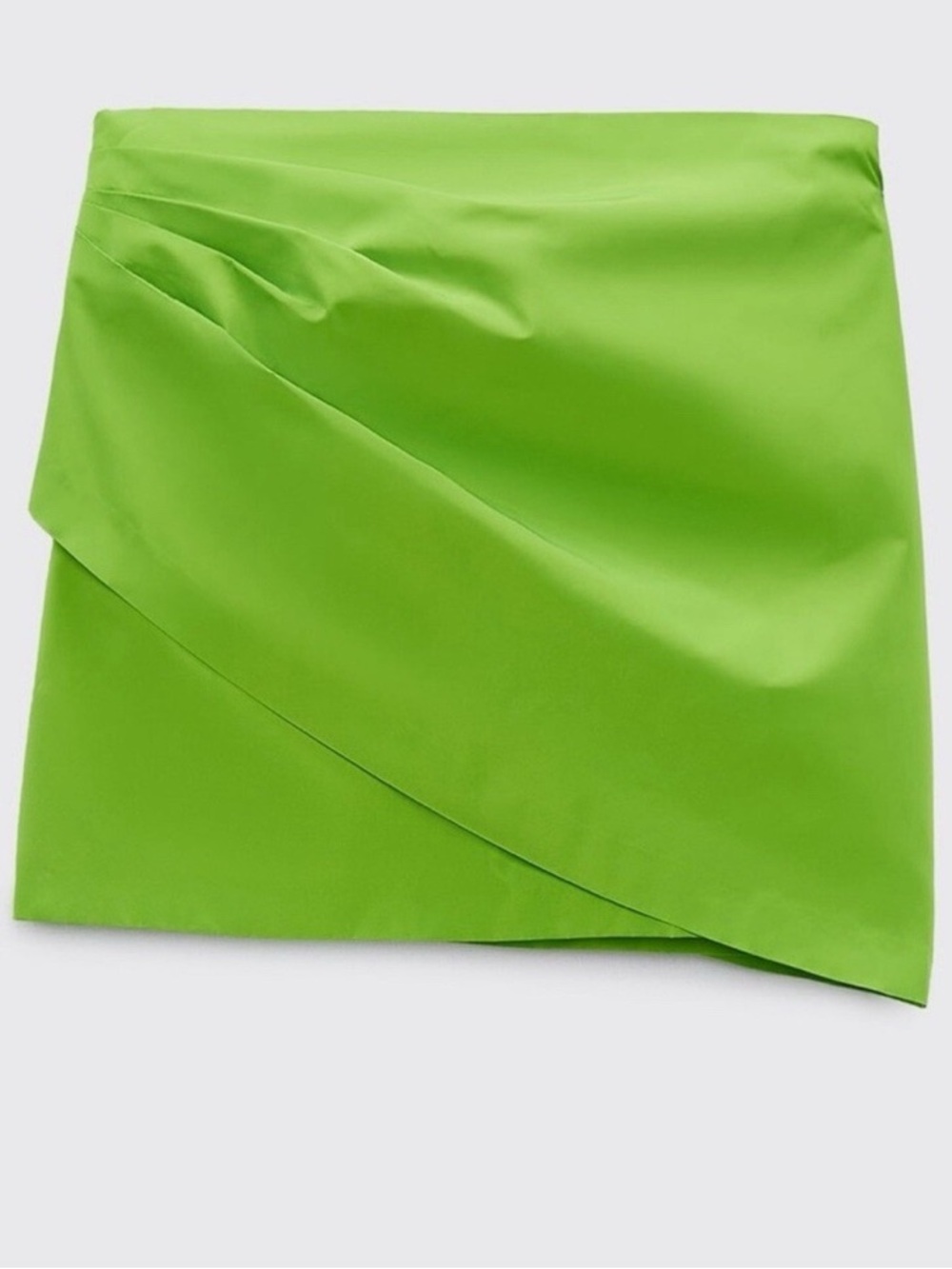 ZARA Neon Lime Draped Mini Skirt